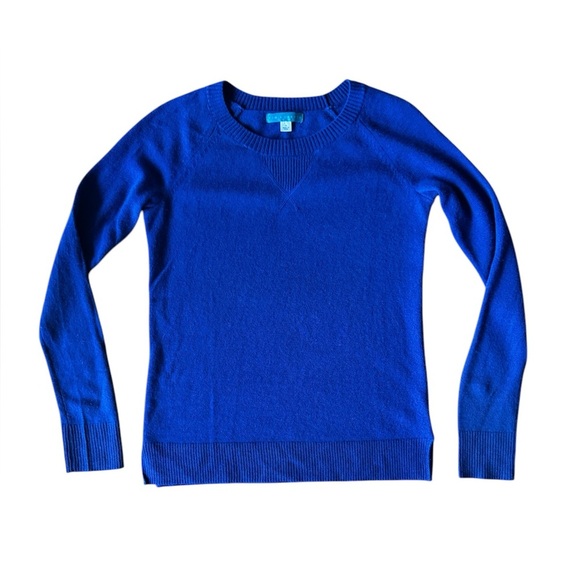 Pim + Larkin Small Blue Cashmere Crewneck Sweater Pullover Knit - Picture 1 of 6